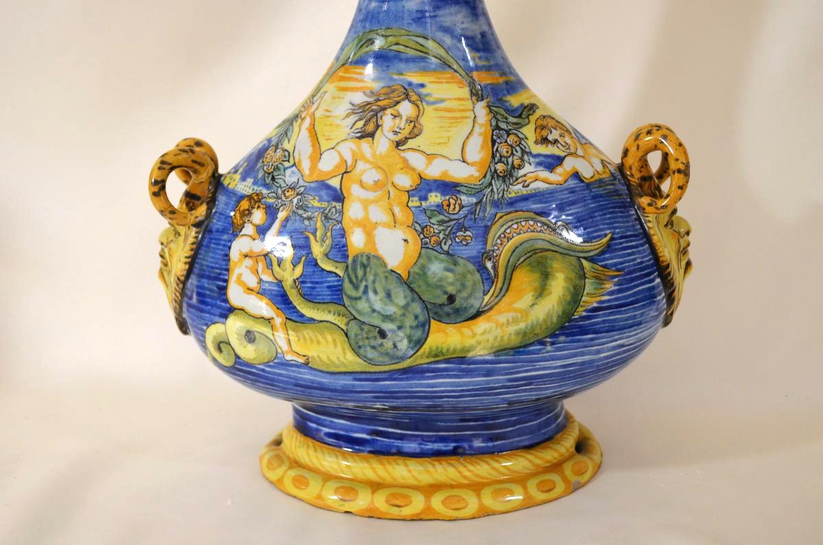 Pilgrim's Bottle Or Fiasca Da Pellegrino Majolica Italienn-photo-2