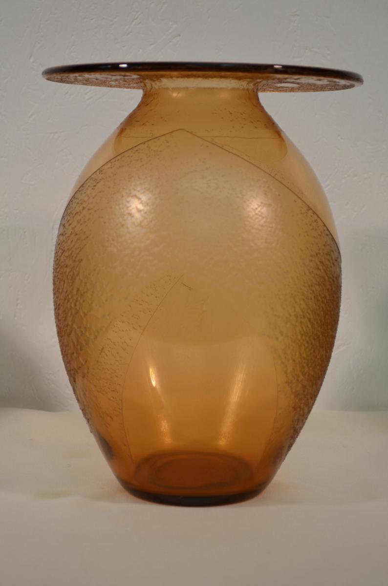 Africanist Crystal Vase Signed Bayel