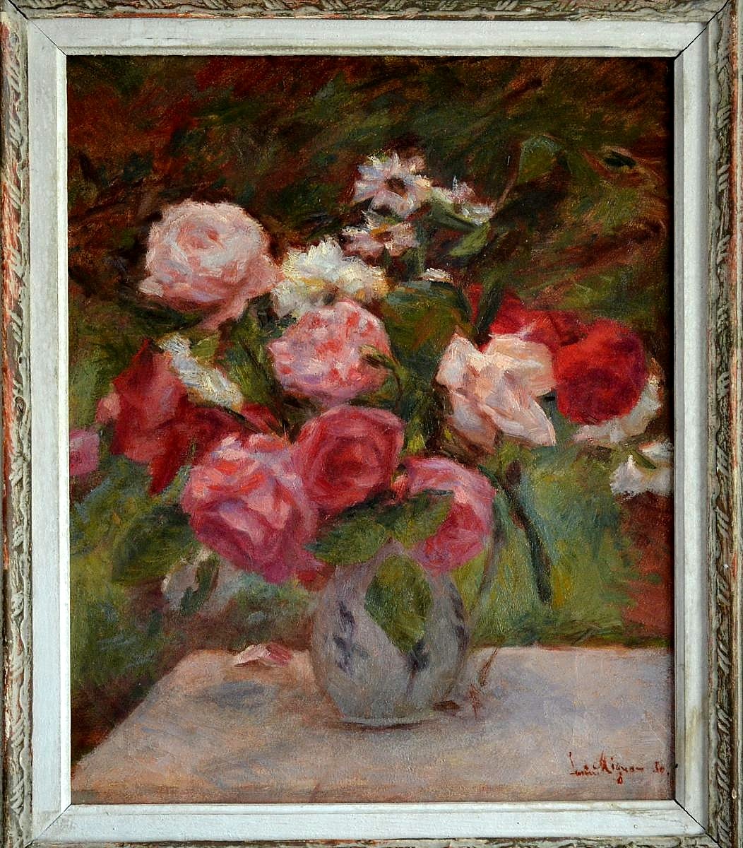 Lucien Mignon Rose Bouquet Impressionist 1930-photo-1