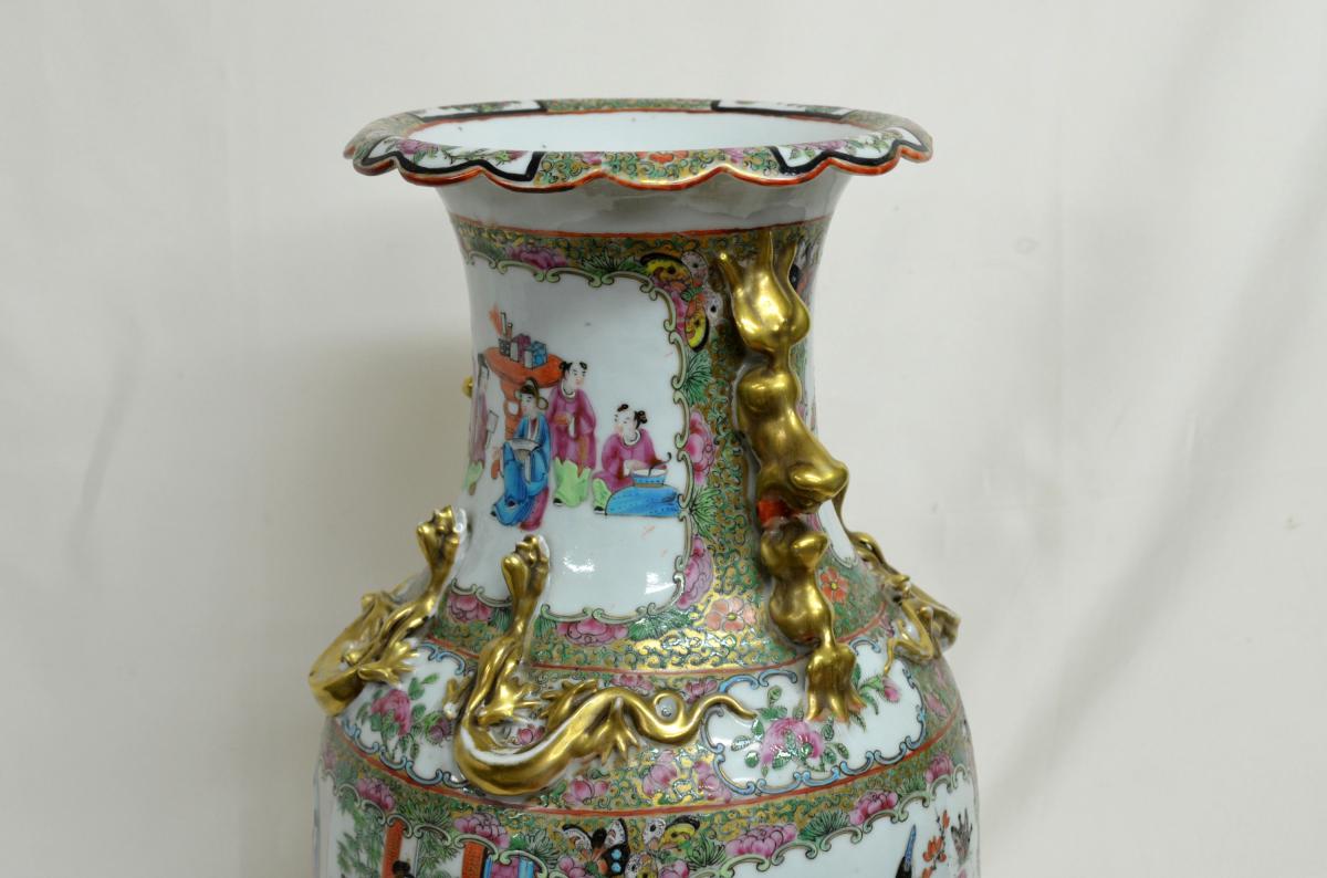 Large Porcelain China Vase Canton And Bronze XIXth 52cm-photo-4