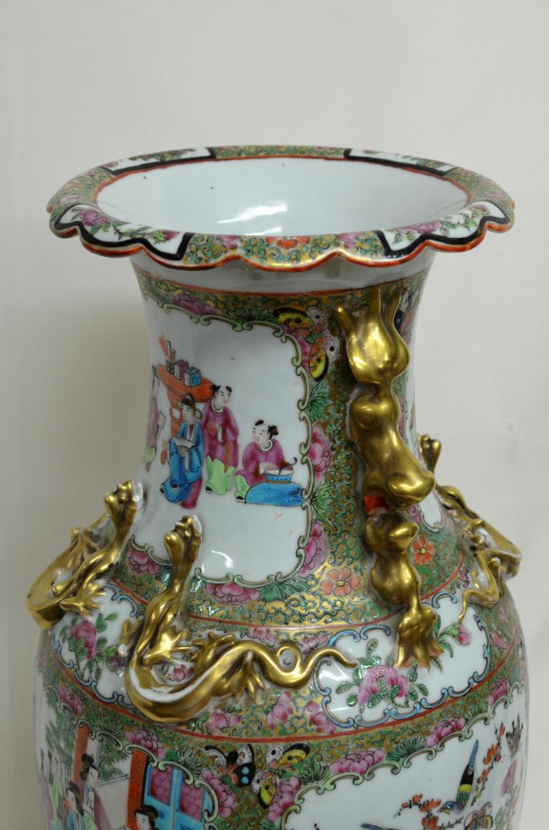 Large Porcelain China Vase Canton And Bronze XIXth 52cm-photo-5