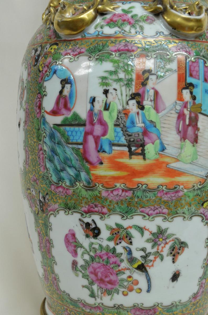 Large Porcelain China Vase Canton And Bronze XIXth 52cm-photo-8