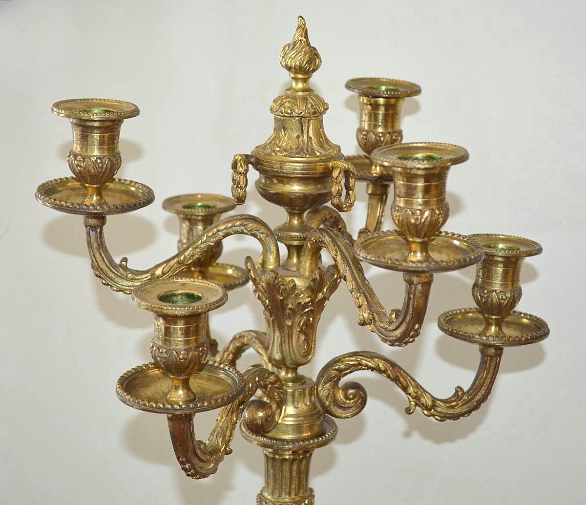 Pair Of Candelabra Candlesticks Louis XVI Style-photo-4