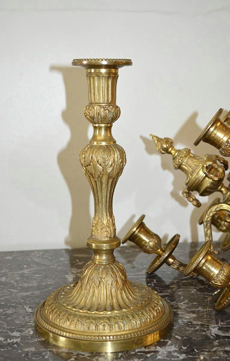 Pair Of Candelabra Candlesticks Louis XVI Style-photo-5