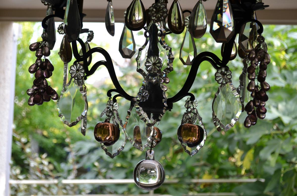 Chandelier Cage With Fruits In Crystal And Bronze XIXth-photo-5