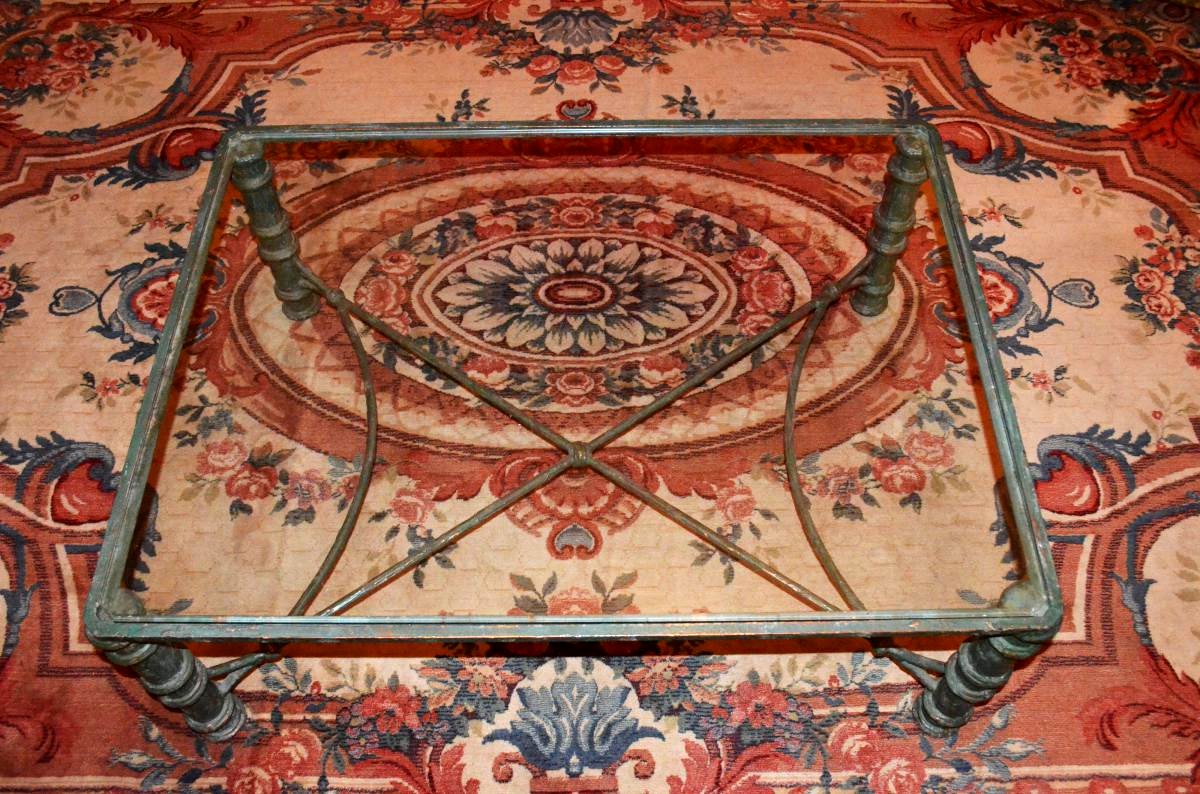 Grande table basse fer et verre Circa 1960-photo-4