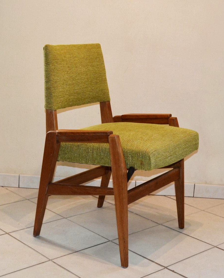 Paire de fauteuils design années 50 à hauteur réglable-photo-3