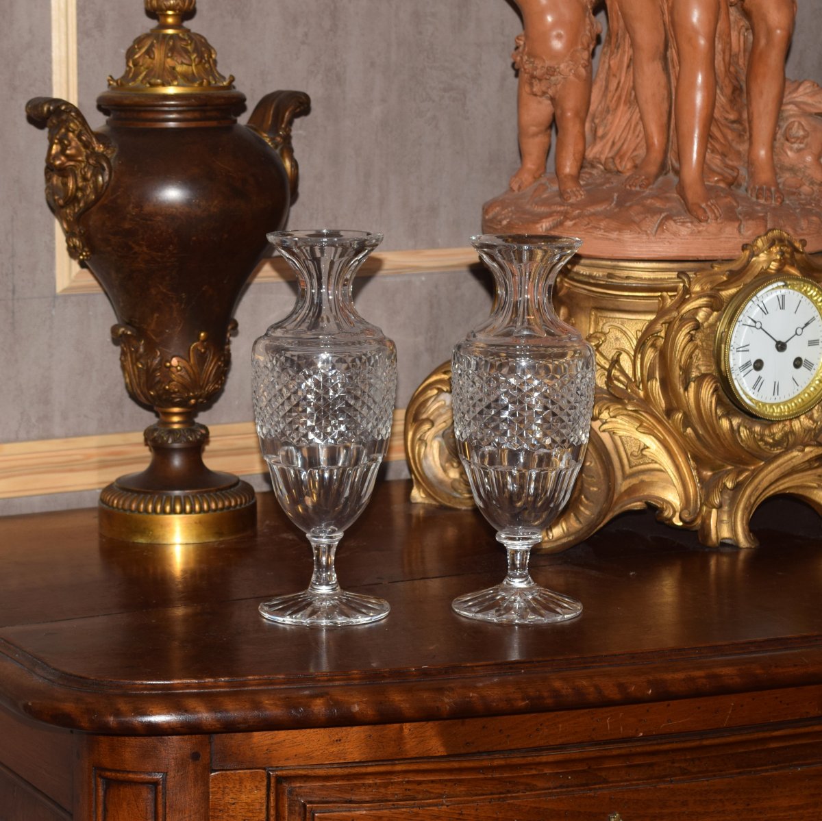 Pair Of Vases Balusters Crystal Sèvres-photo-3