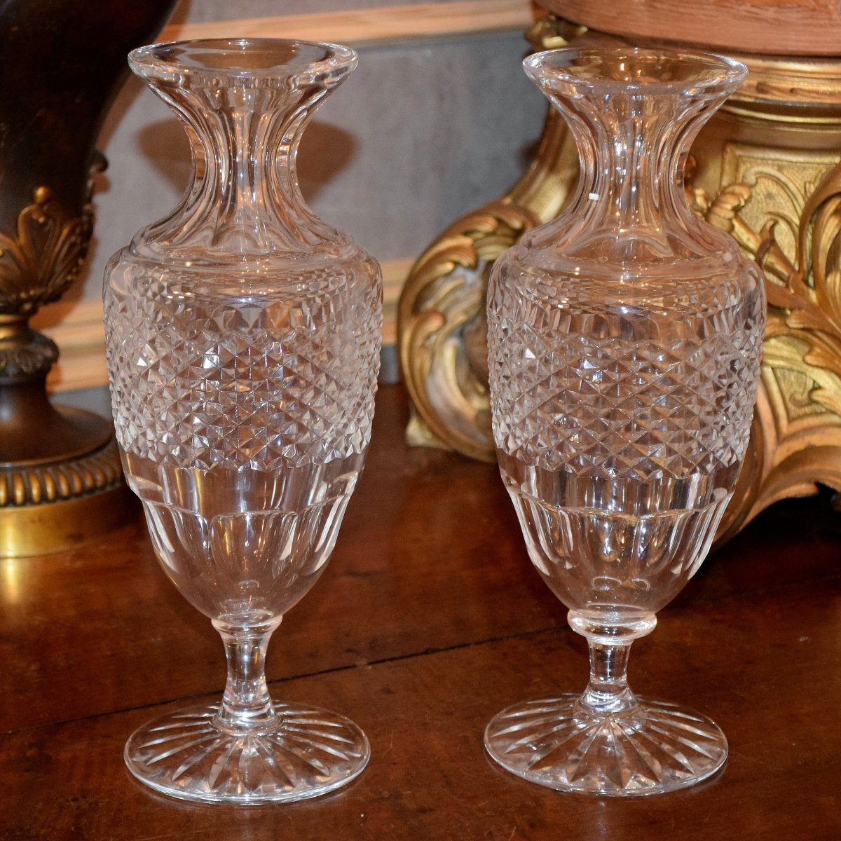 Pair Of Vases Balusters Crystal Sèvres-photo-1