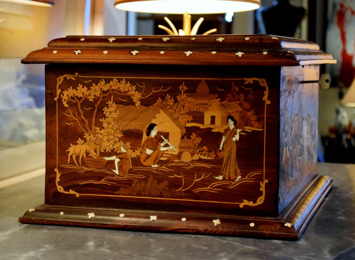 Large Rosewood And Ivory Marquetry Cabinet-photo-1