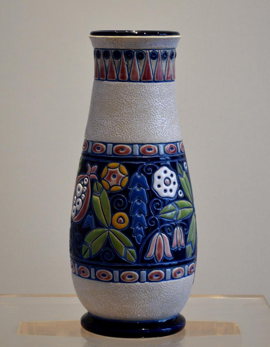 Vase Art Déco Amphora Czechoslovakia Tchécoslovaquie Faïence émaillée-photo-1