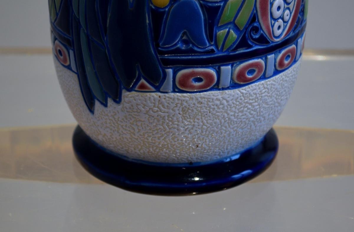 Vase Art Déco Amphora Czechoslovakia Tchécoslovaquie Faïence émaillée-photo-5