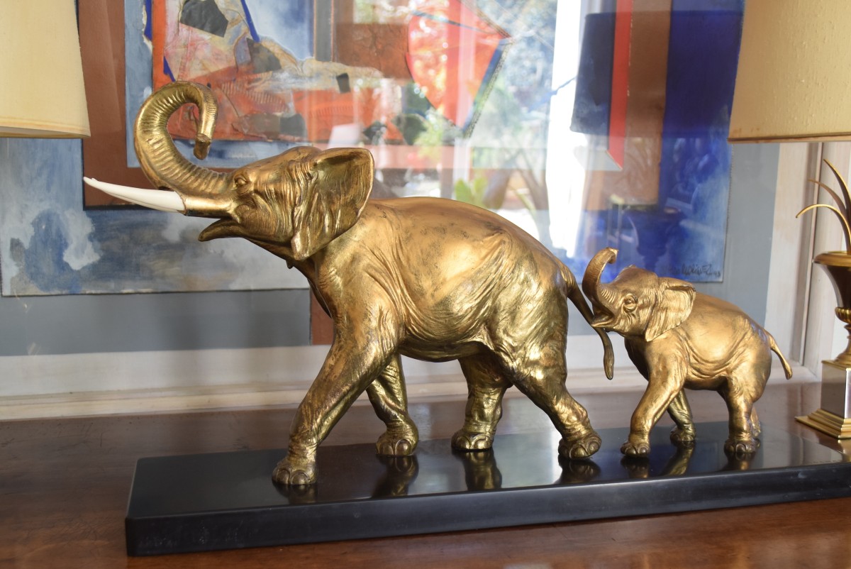 Elephant And His Baby By Irénée Rochard-photo-2