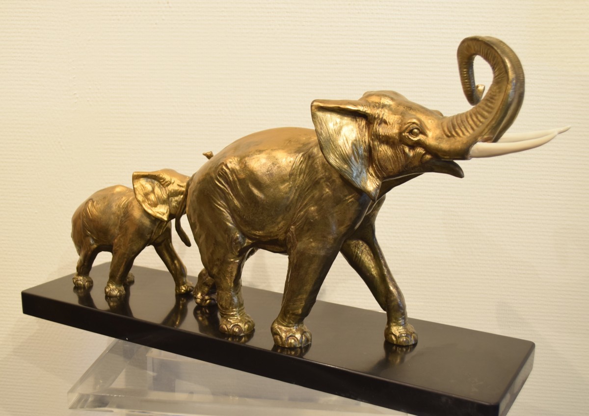 Elephant And His Baby By Irénée Rochard-photo-2