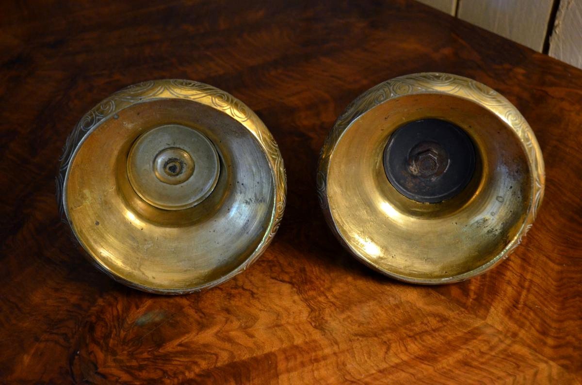 Paire de Bougeoirs Chandeliers en Bronze XVIIème-photo-4