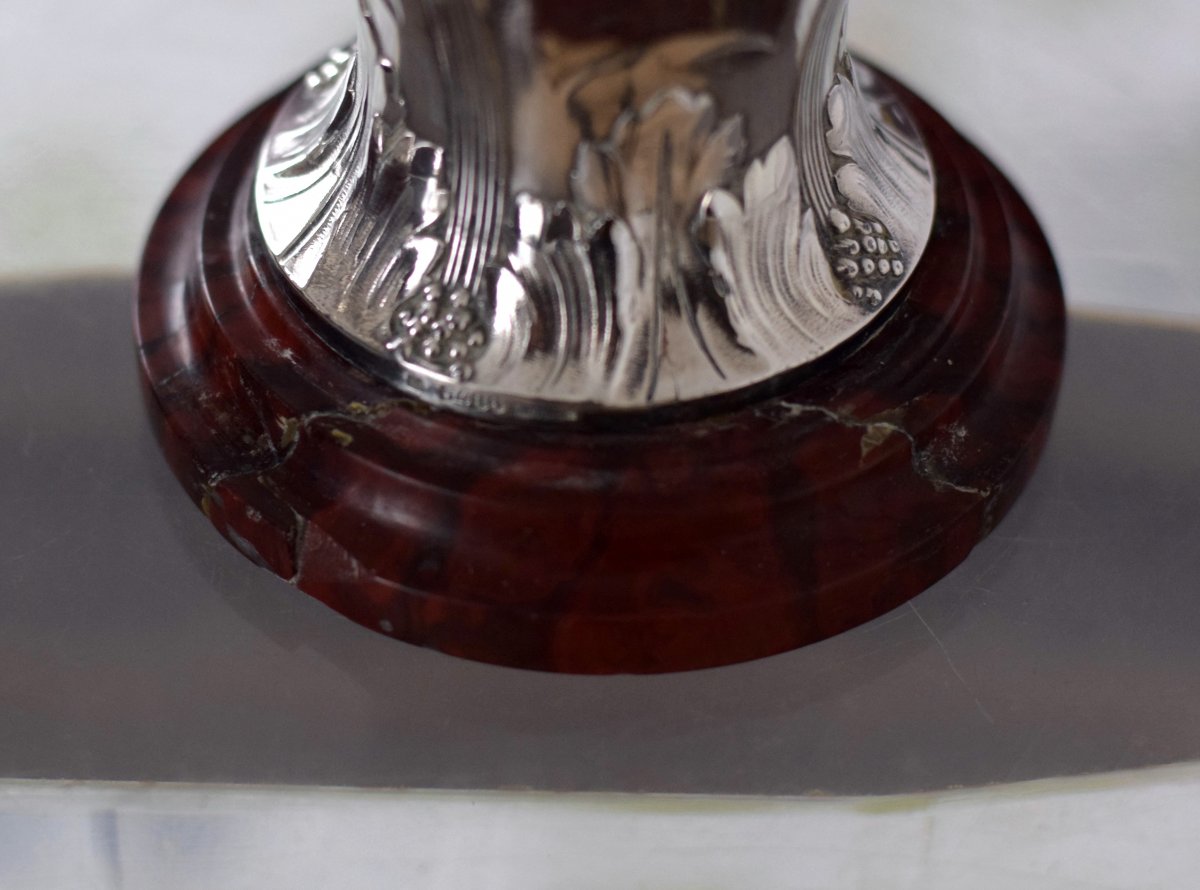 Pair Of Art Nouveau Vases Gallia Christofle Silver Metal-photo-3