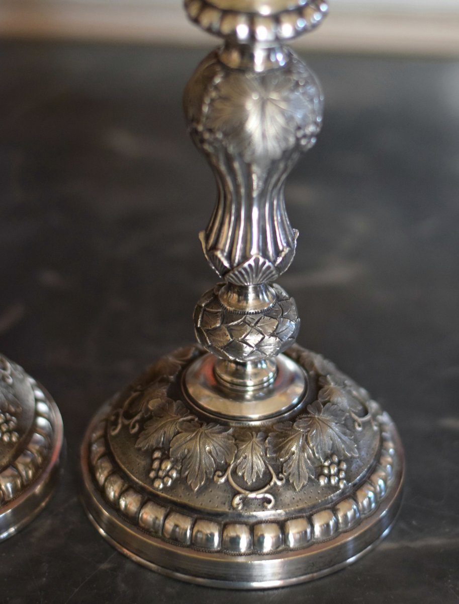 Large Candlesticks Restoration Silver Plated Bronze-photo-1