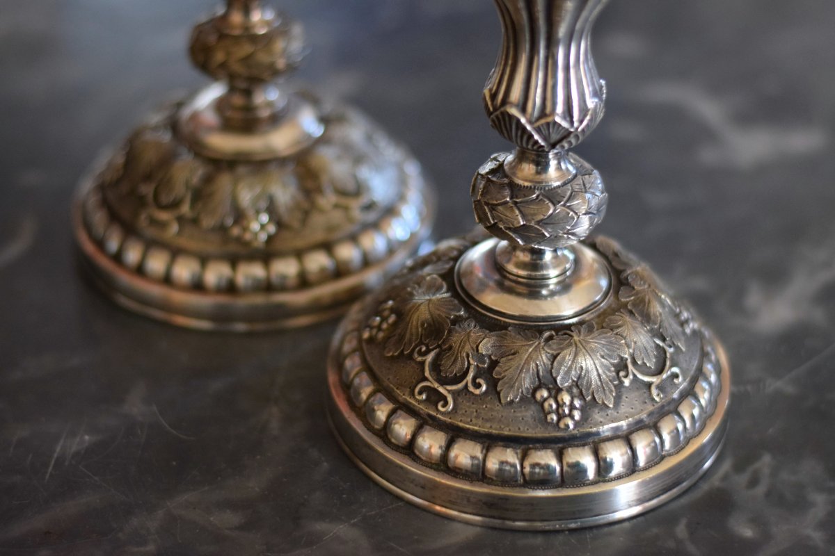 Large Candlesticks Restoration Silver Plated Bronze-photo-2