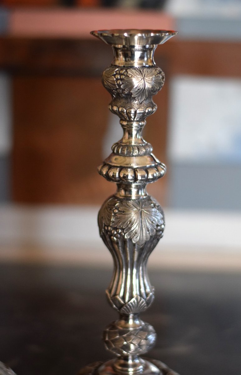 Large Candlesticks Restoration Silver Plated Bronze-photo-3