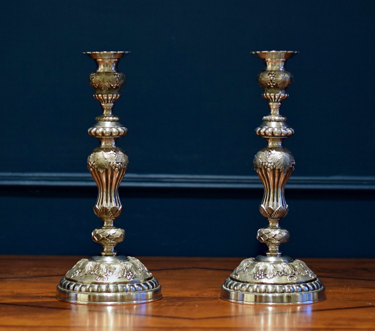 Large Candlesticks Restoration Silver Plated Bronze-photo-8