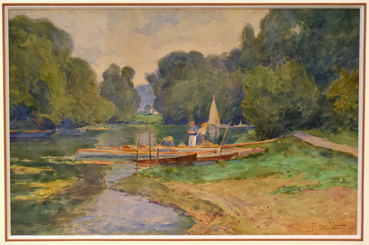 Au bord de l'Oise, Auvers-sur-Oise, par Achille Mohrien (1873-1945)-photo-2