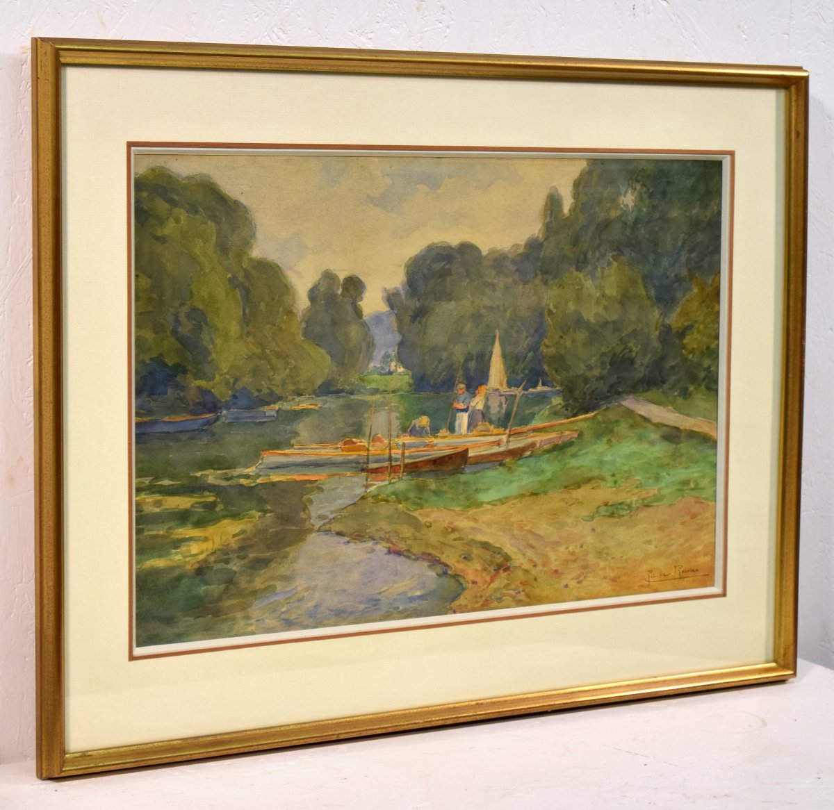 Au bord de l'Oise, Auvers-sur-Oise, par Achille Mohrien (1873-1945)-photo-2