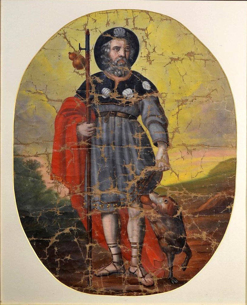 Oil On Canvas Pilgrim Saint-roch XVIIIè-photo-2