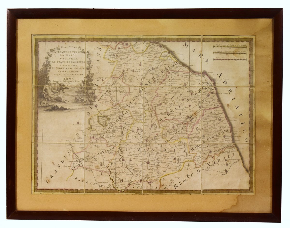 Map Of Italy XVIII Legazione Of Urbino La Marca l'Umbria Lo Stato Di Camerino