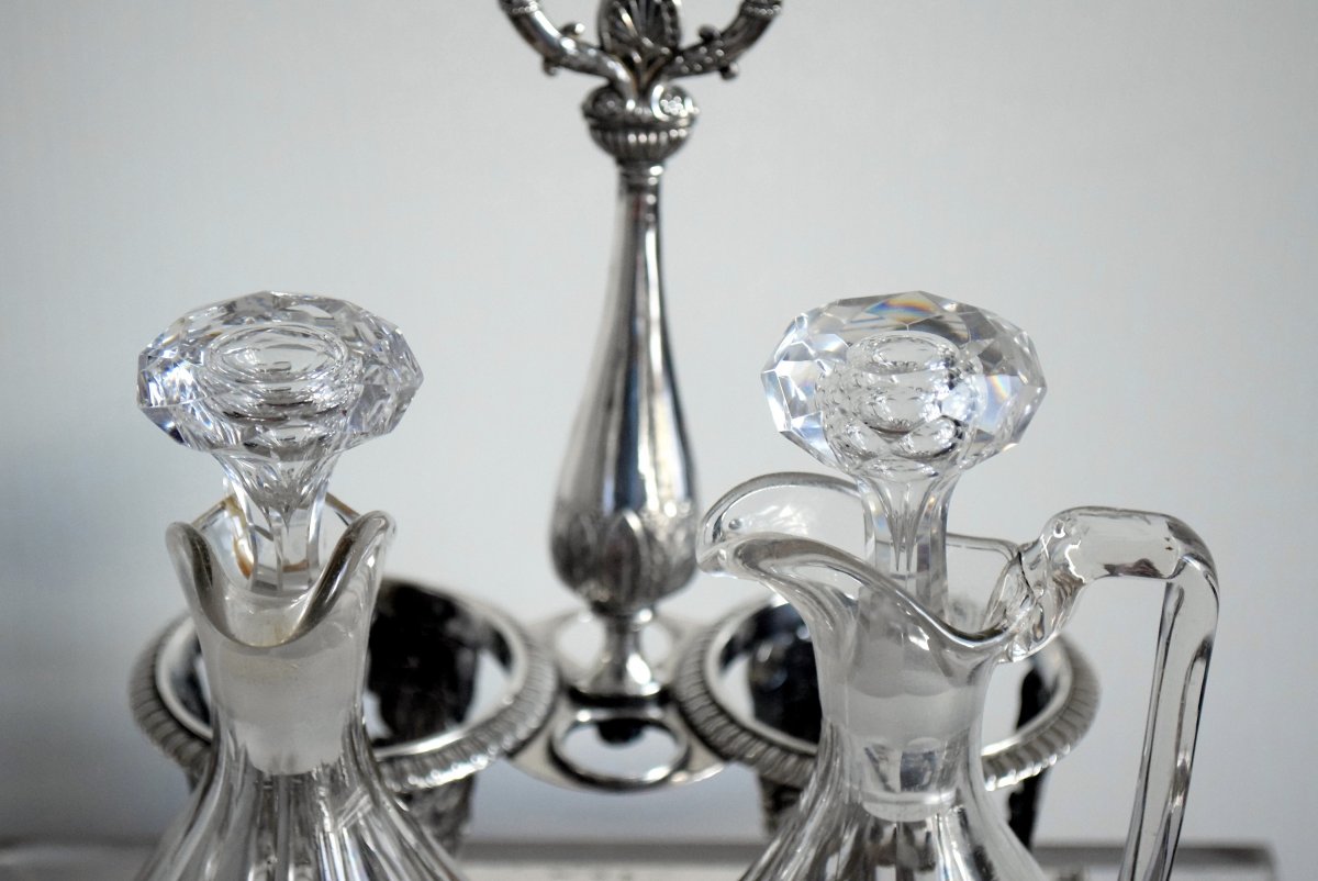 Serviteur huilier vinaigrier en argent et cristal -photo-6