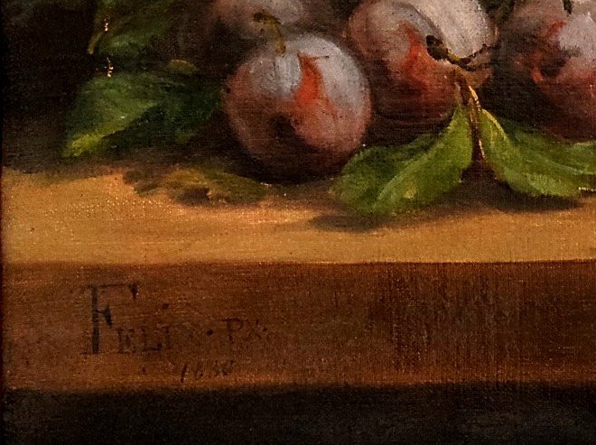 Still Life With Partridge, Pumpkin And Fruit, Dated 1886-photo-3