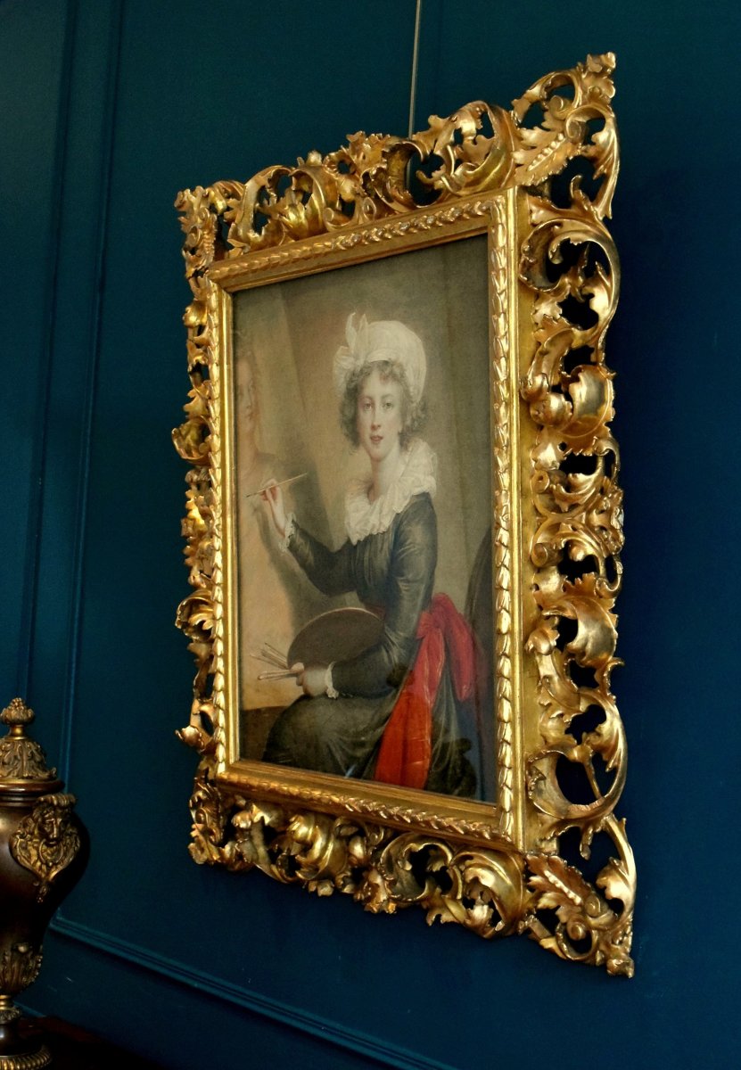 Autoportrait d'Après Elisabeth Vigée Le Brun Cadre florentin -photo-2