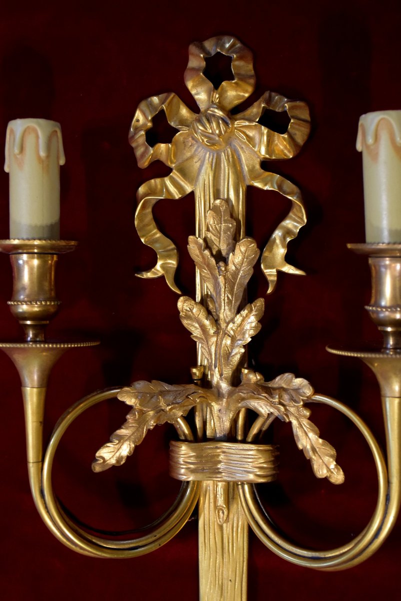 Suite de 4 appliques en bronze de style Louis XVI-photo-4
