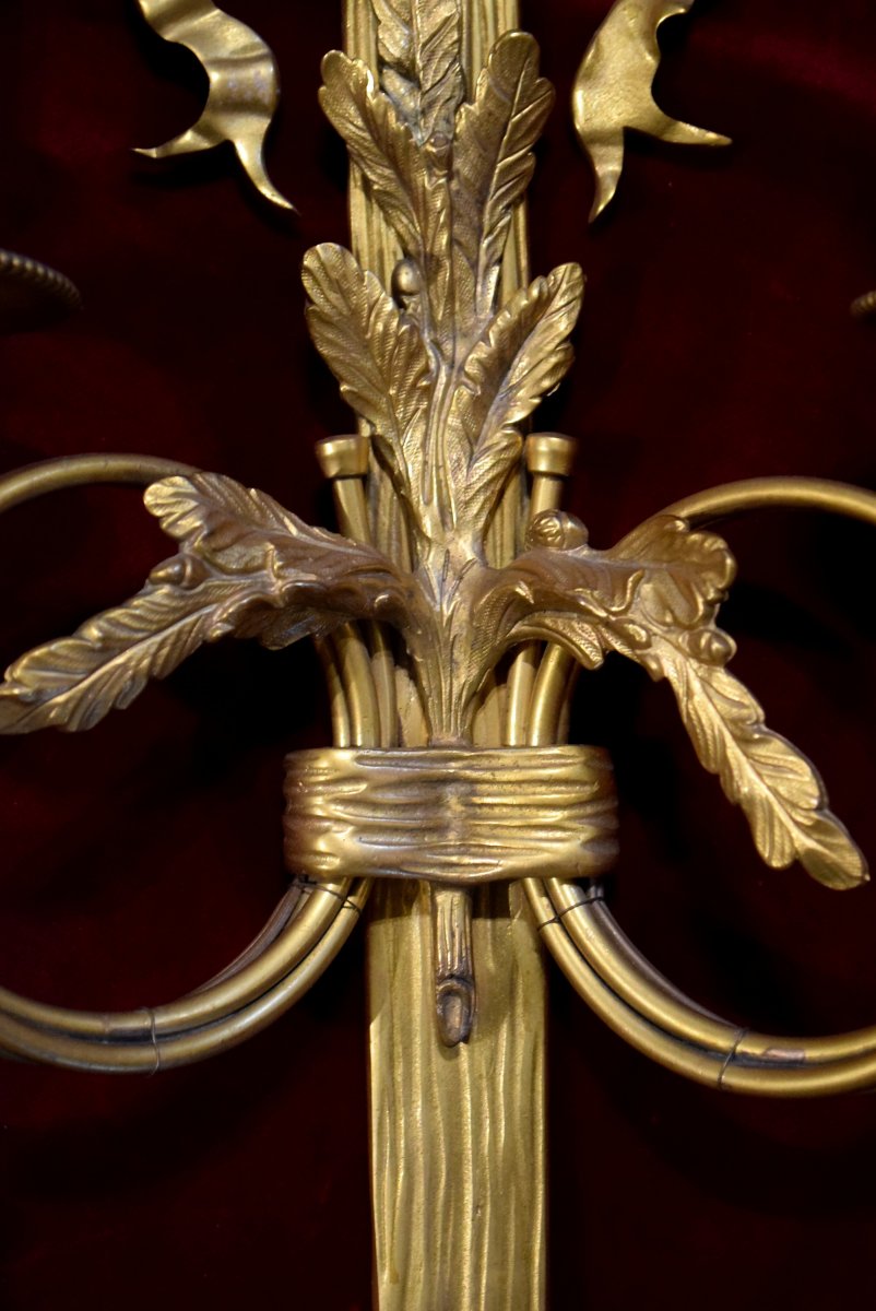 Suite de 4 appliques en bronze de style Louis XVI-photo-3