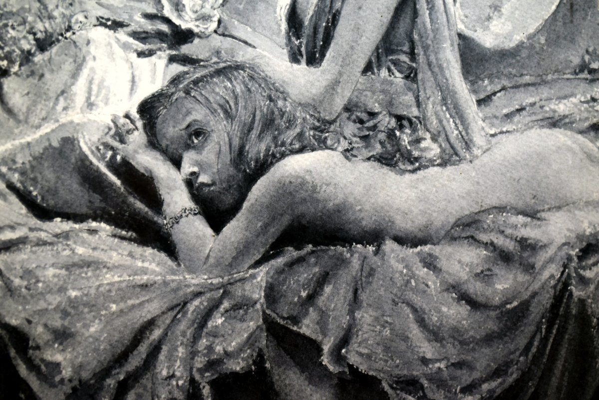 "Les deux amies" signé Knecht Lavis d'encre-photo-1