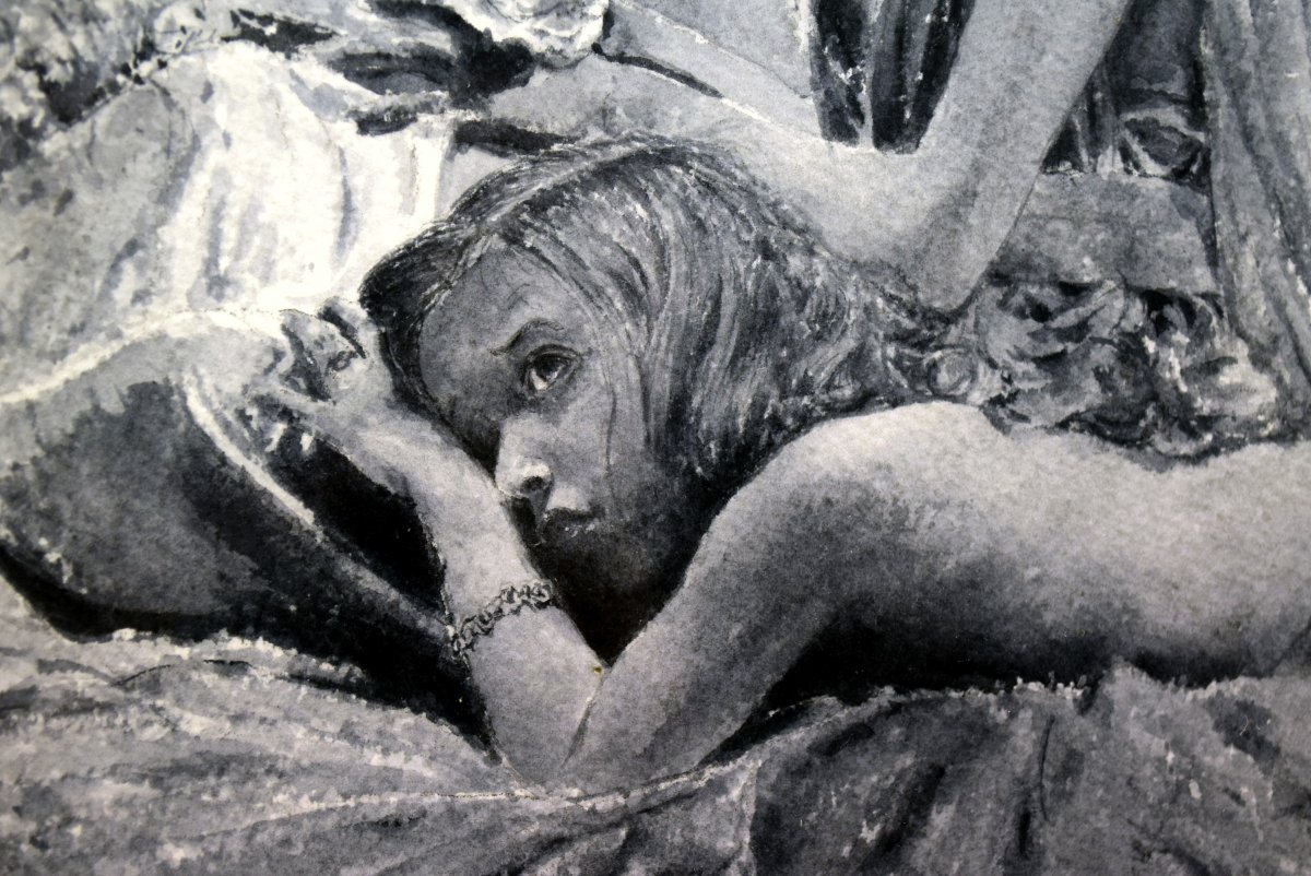 "Les deux amies" signé Knecht Lavis d'encre-photo-2