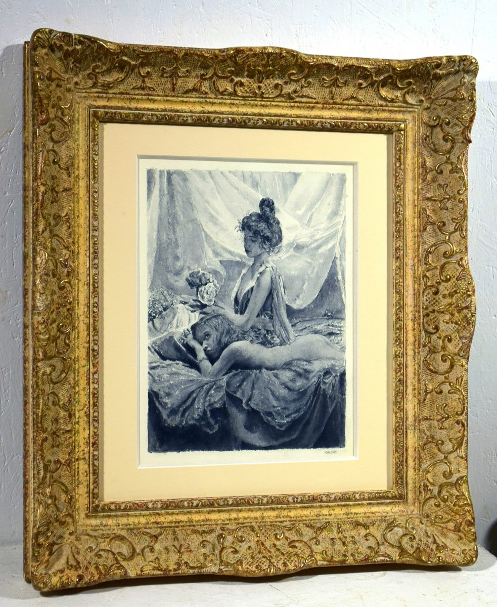 "Les deux amies" signé Knecht Lavis d'encre-photo-5
