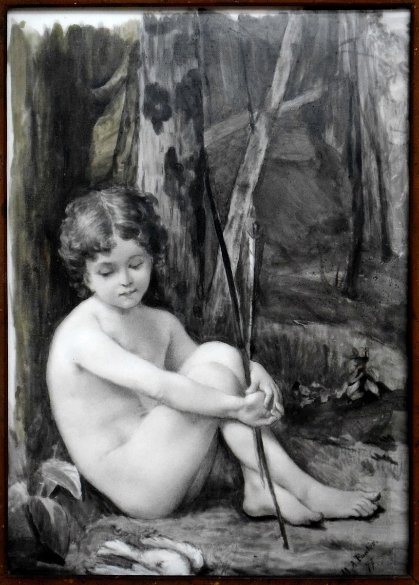 Peinture sur porcelaine signée M.A. Fontès 1877-photo-2