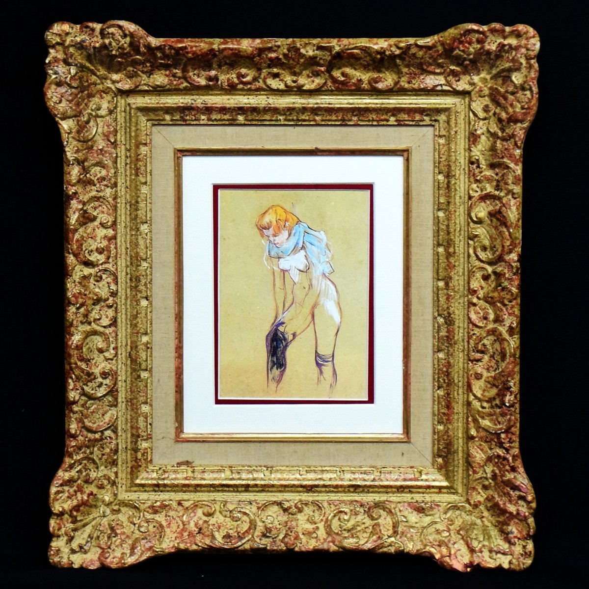 Gravure d'Après Toulouse-Lautrec  Etude Pour Femme Tirant Sur Son Bas 