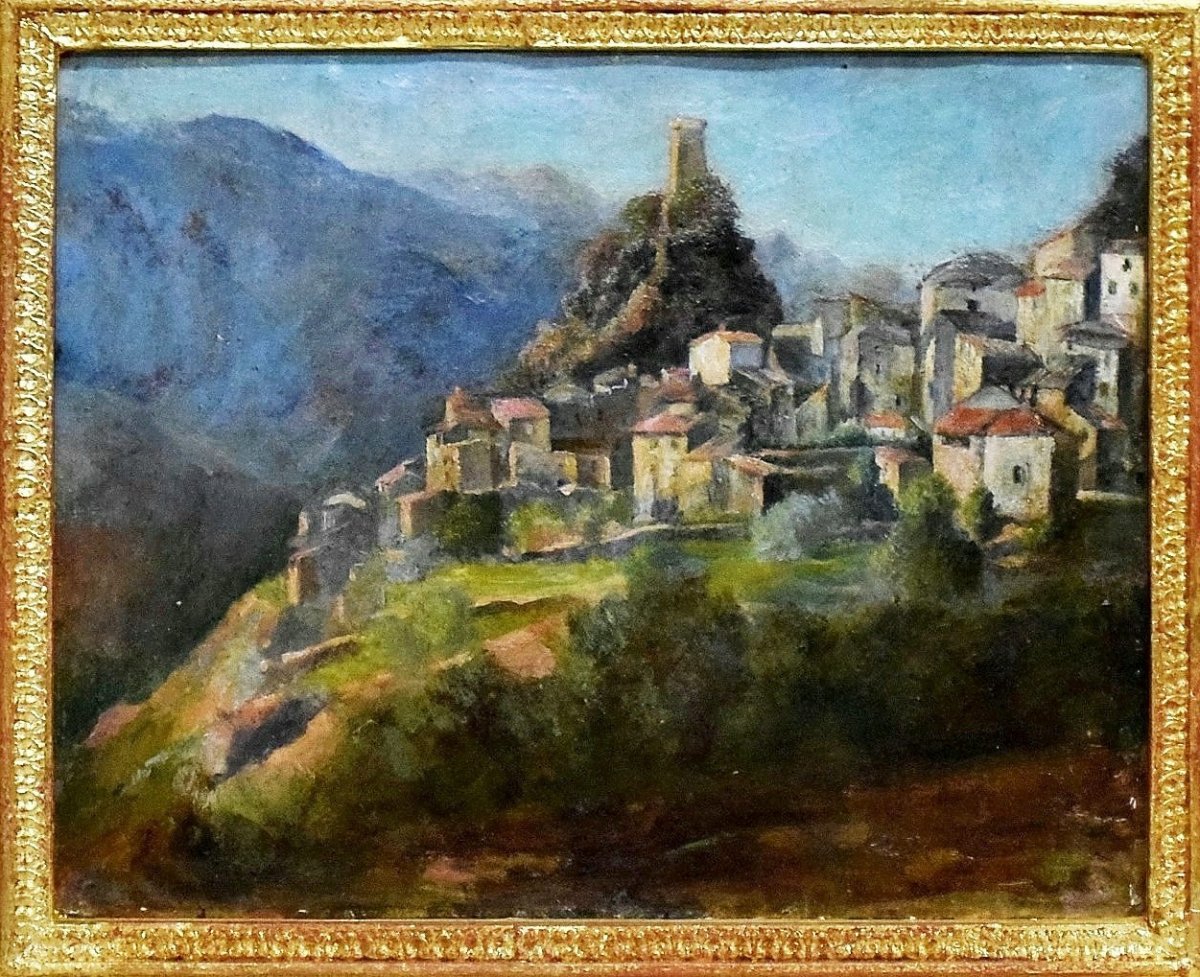 Village Of Sigale Alpes Maritimes By Mathieu Lefebvre Circa 1900-photo-2