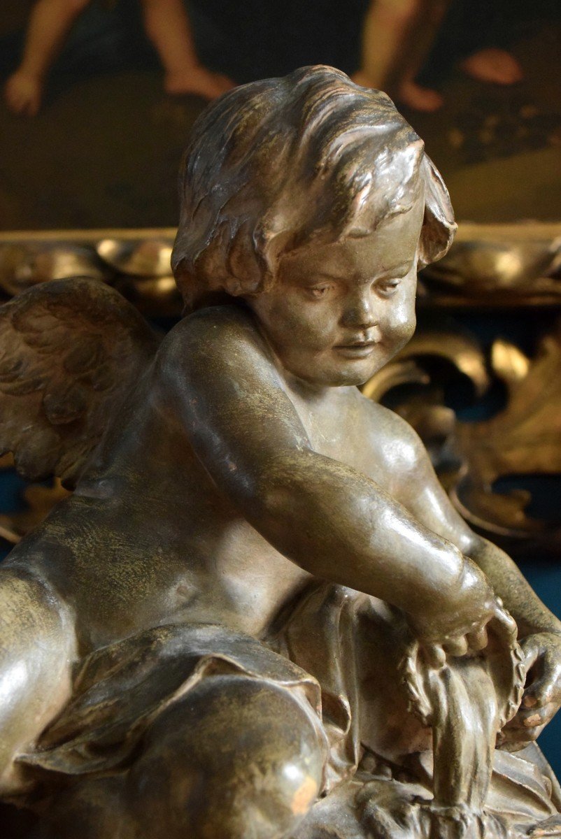 19th Century Terracotta Cherub With Fountain-photo-4