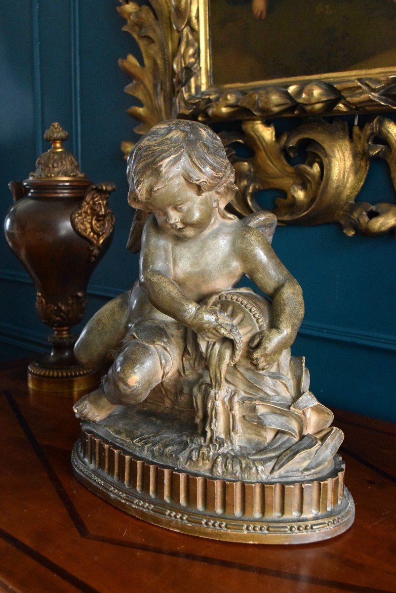 19th Century Terracotta Cherub With Fountain-photo-7