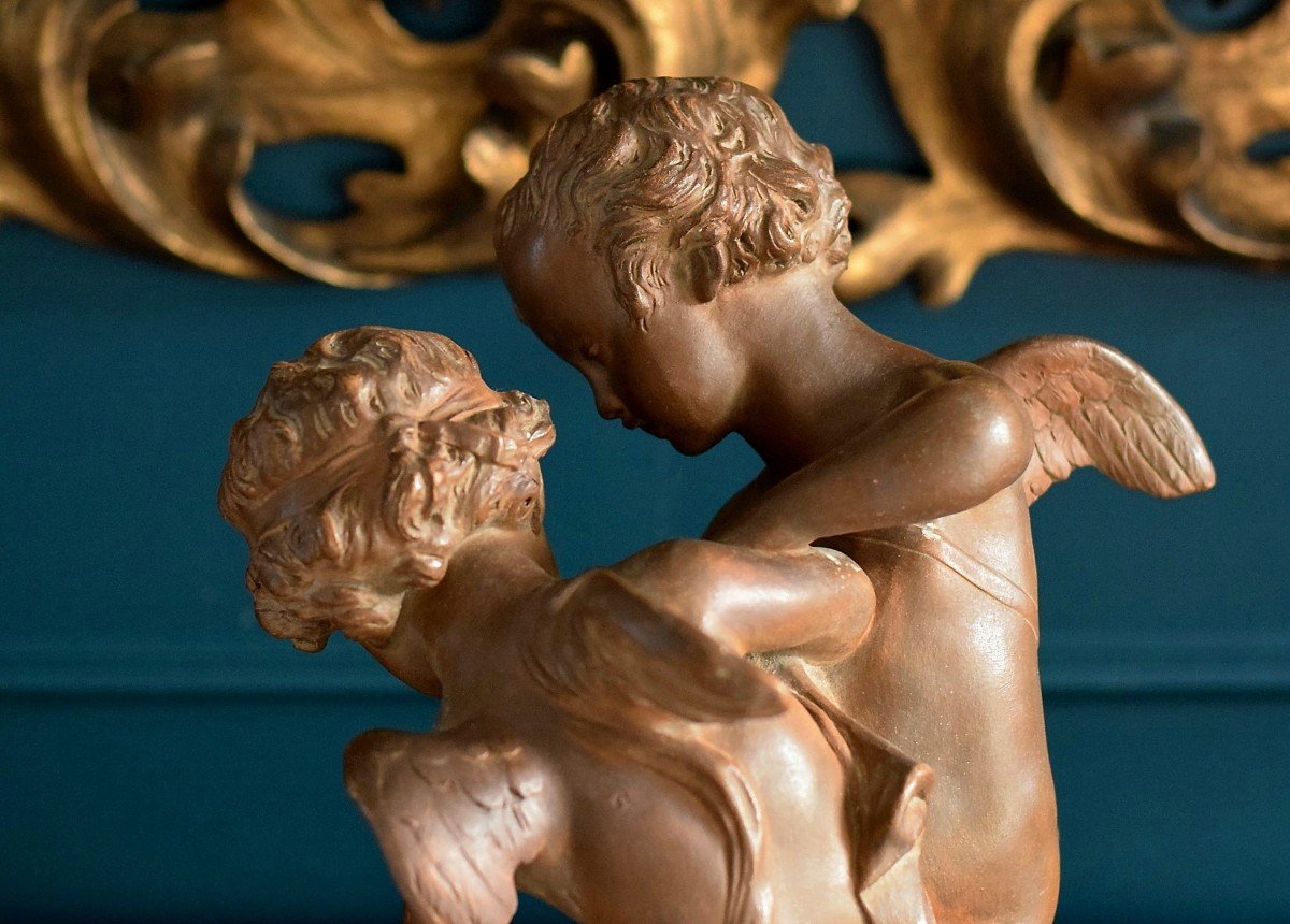 Terracotta After Falconet Two Loves Fighting Over A Heart-photo-3