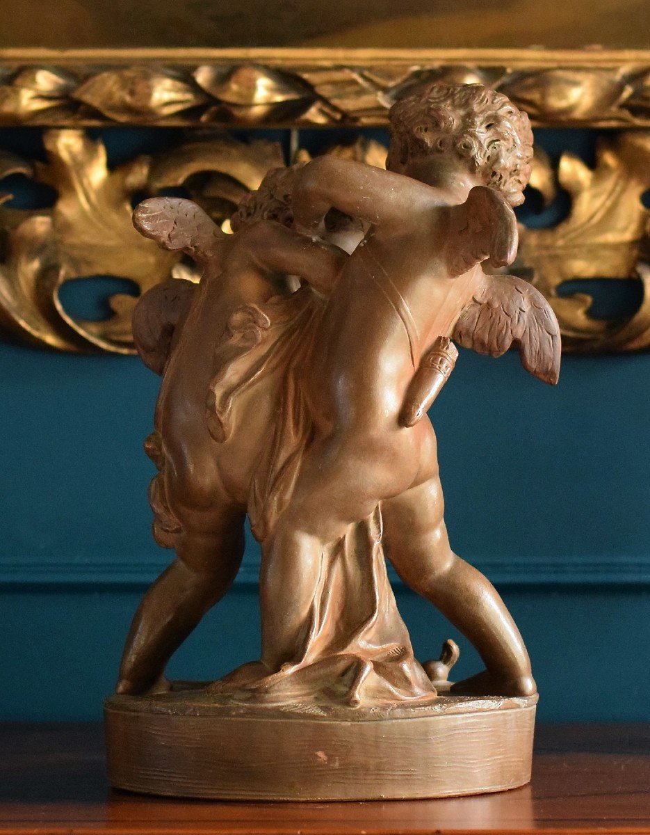 Terracotta After Falconet Two Loves Fighting Over A Heart-photo-5