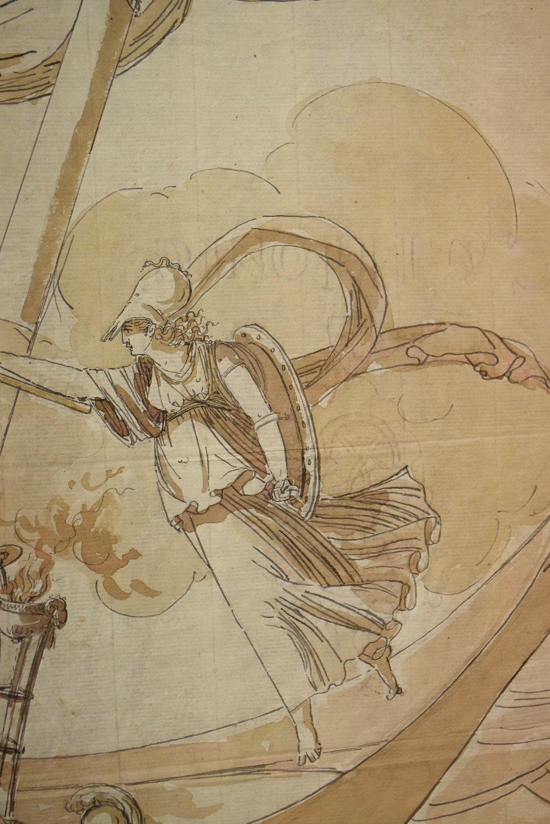 Large Drawing Athena (minerva) Eighteenth-photo-3