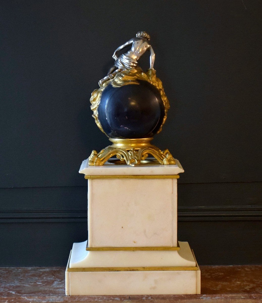 Pendule  "Chronos" en marbre et bronze XIXème-photo-5