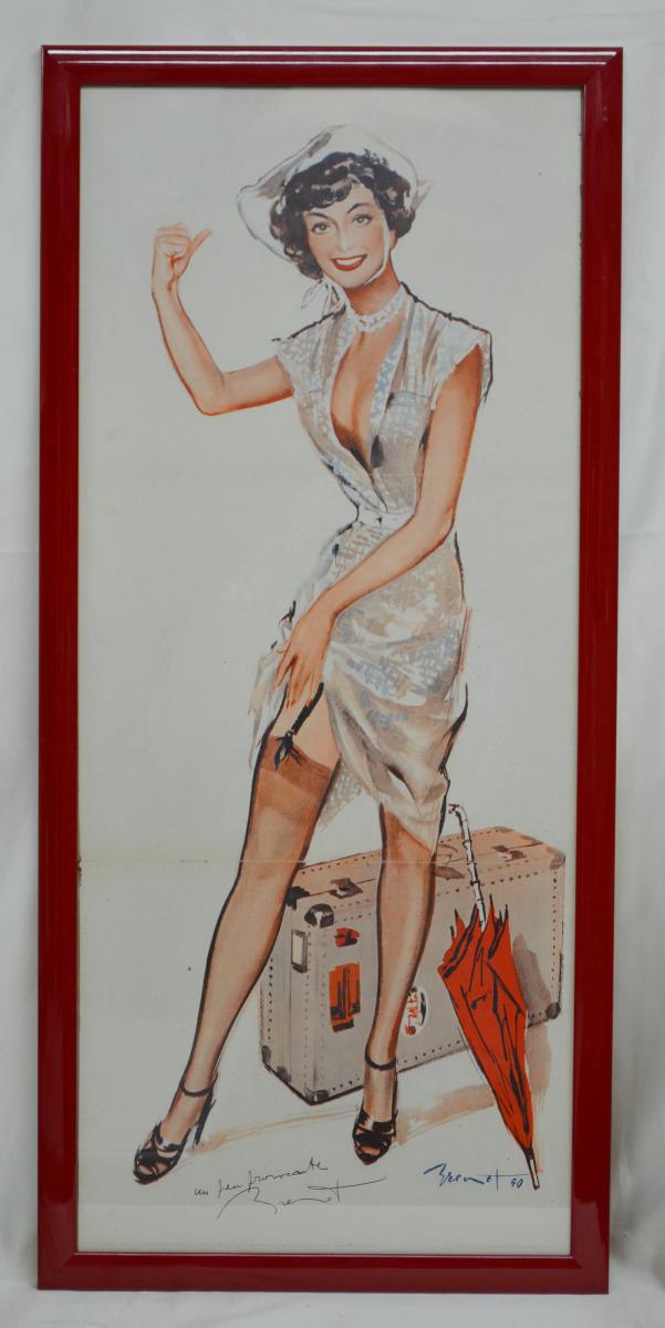 Affiche "pin-up" Par Pierre Brenot Avec Dédicace