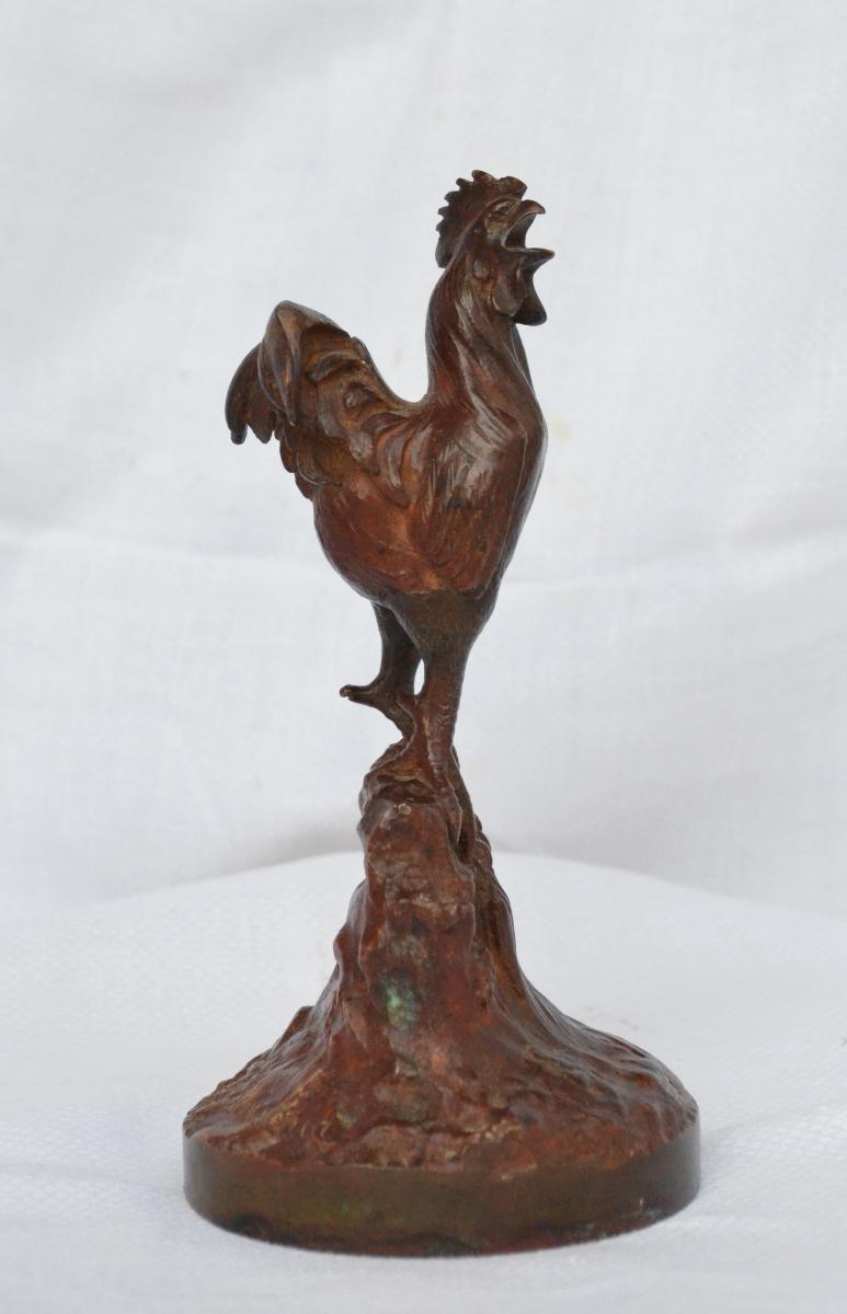 Signed Bronze Sculpture Rooster J.boncour