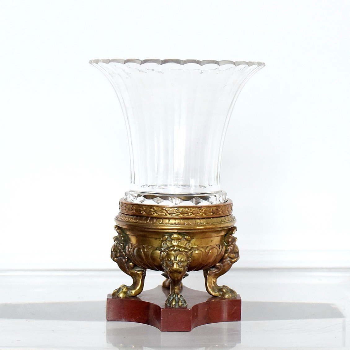 Vase cornet cristal et bronze Second Empire-photo-2