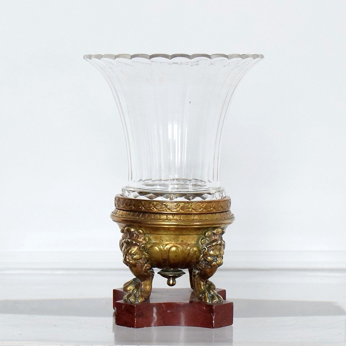 Vase cornet cristal et bronze Second Empire-photo-4