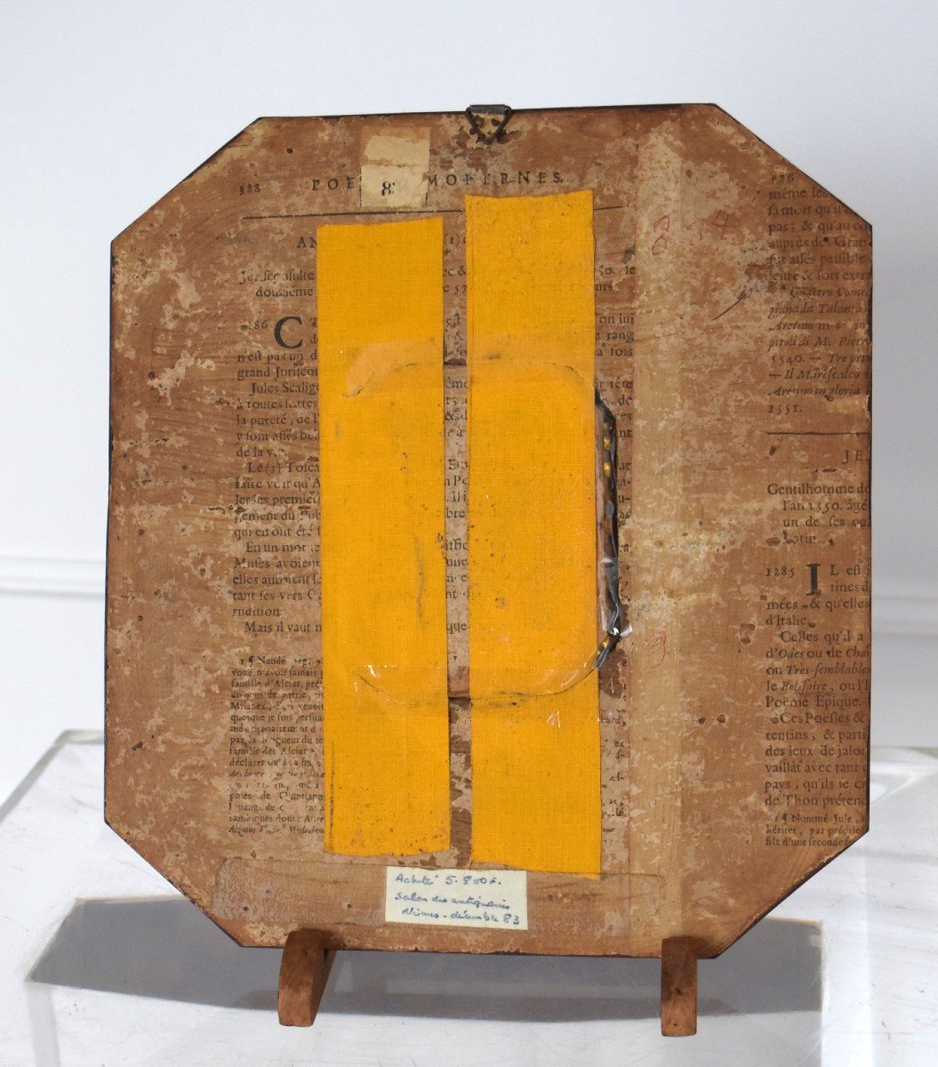 Miniature sur ivoire Cadre marqueterie d'ivoire et loupe de thuya-photo-4